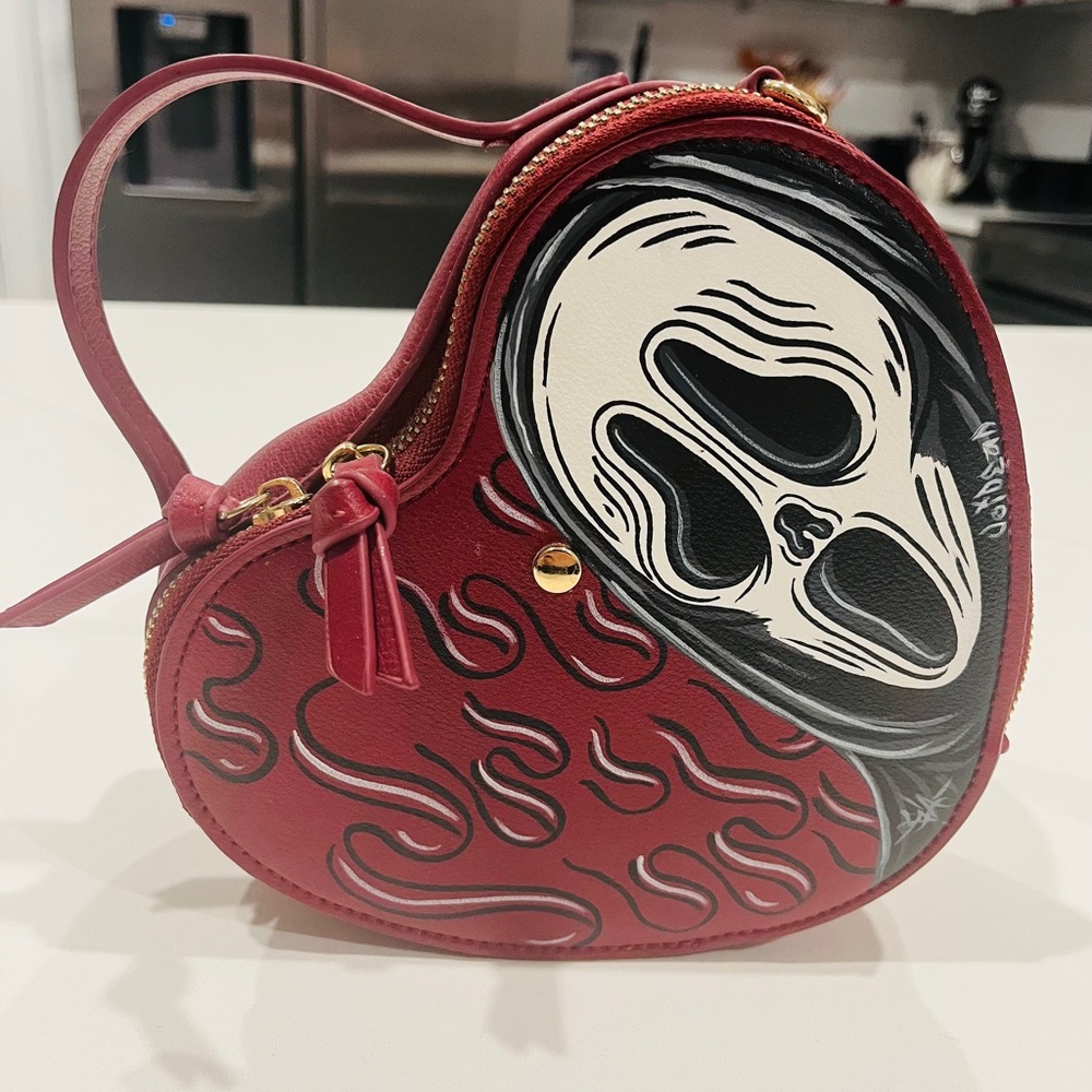 ‼️ SOLD ‼️Red Heart-Shaped Bag with Ghostface Design